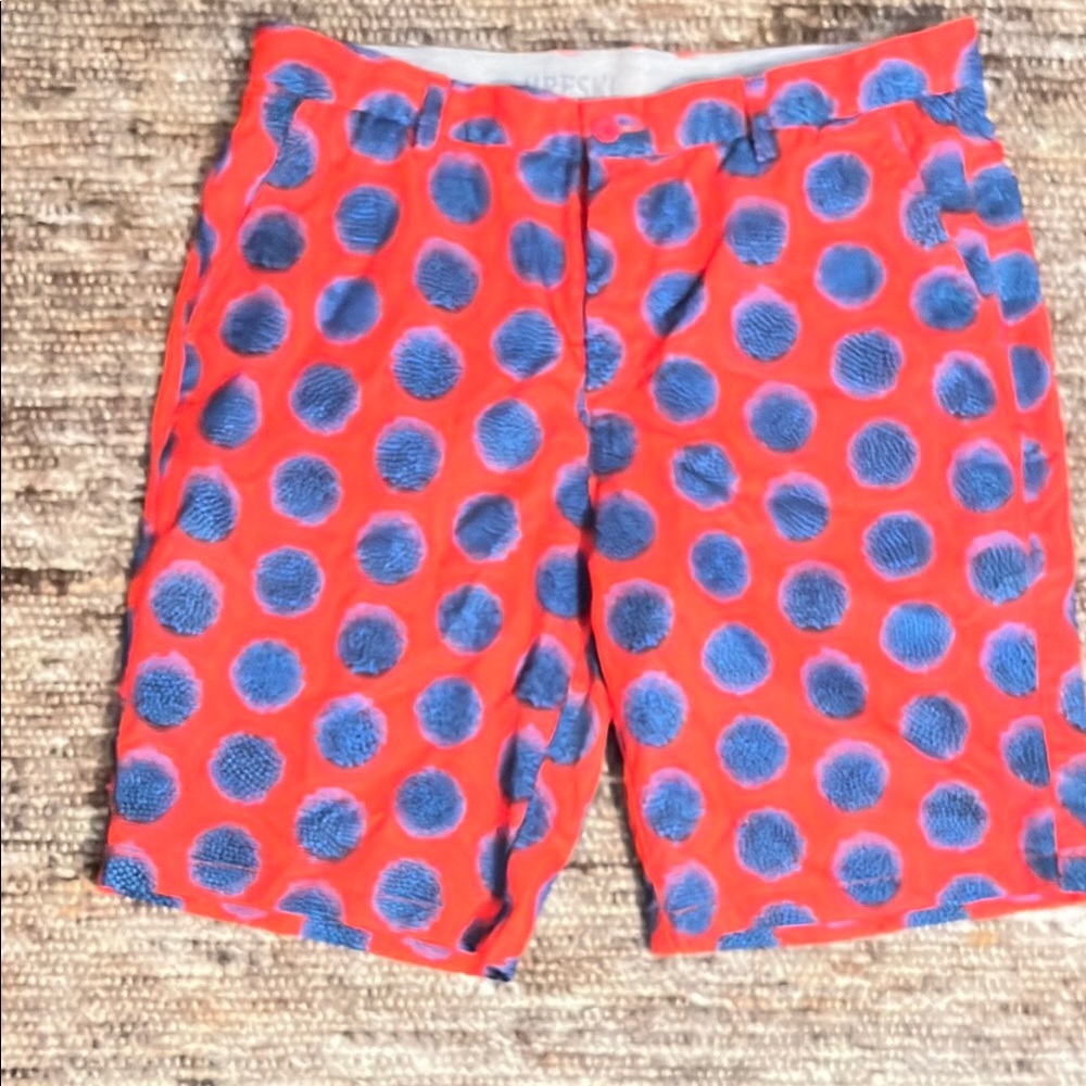 Vibrant Red and Blue Polka Dot Shorts